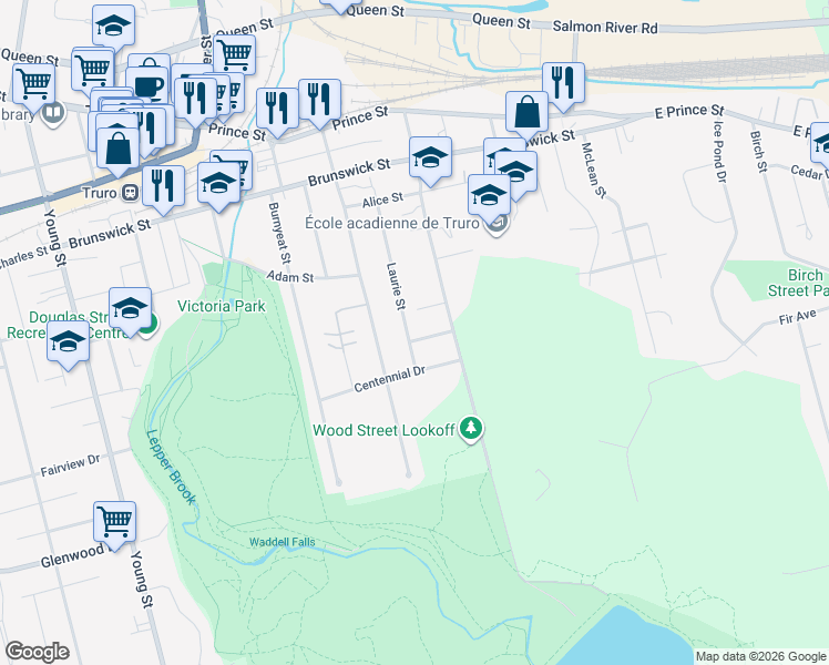 map of restaurants, bars, coffee shops, grocery stores, and more near 85 Higgins Street in Truro