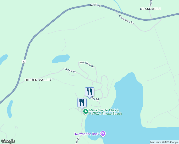 map of restaurants, bars, coffee shops, grocery stores, and more near 271 Woodland Drive in Huntsville