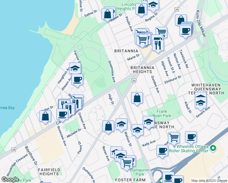 map of restaurants, bars, coffee shops, grocery stores, and more near 826 Pinecrest Road in Ottawa