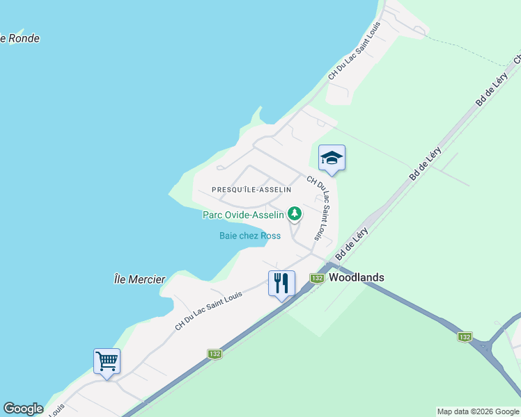 map of restaurants, bars, coffee shops, grocery stores, and more near 119 Avenue du Manoir in Léry