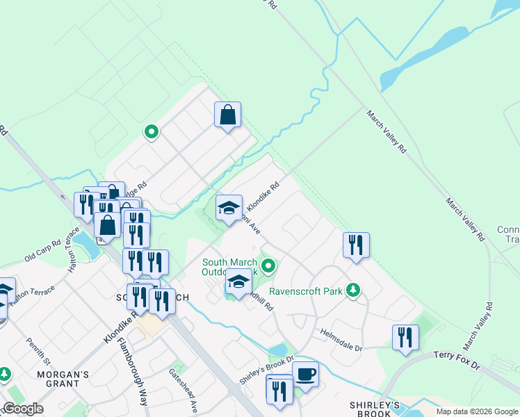 map of restaurants, bars, coffee shops, grocery stores, and more near 337 Applecross Crescent in Ottawa