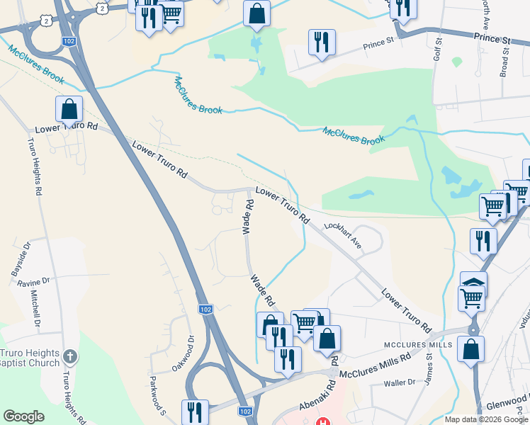 map of restaurants, bars, coffee shops, grocery stores, and more near 254 Lower Truro Road in Truro