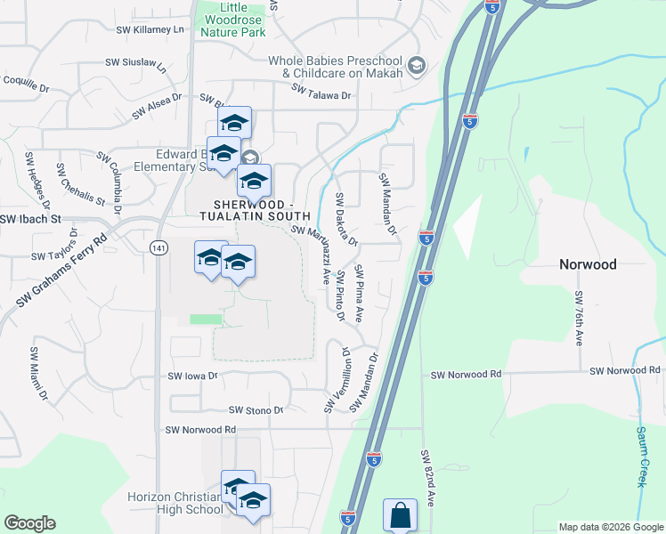 map of restaurants, bars, coffee shops, grocery stores, and more near 22240 Southwest Martinazzi Avenue in Tualatin