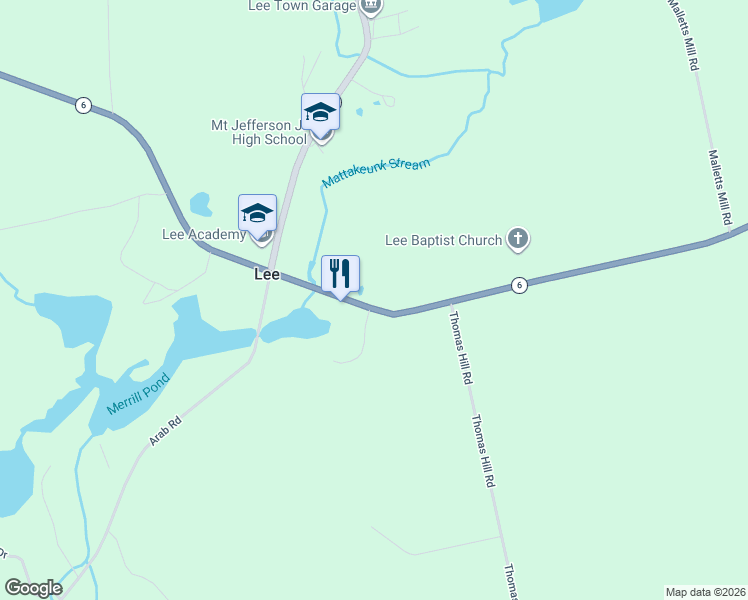 map of restaurants, bars, coffee shops, grocery stores, and more near 2794 Lee Road in Lee