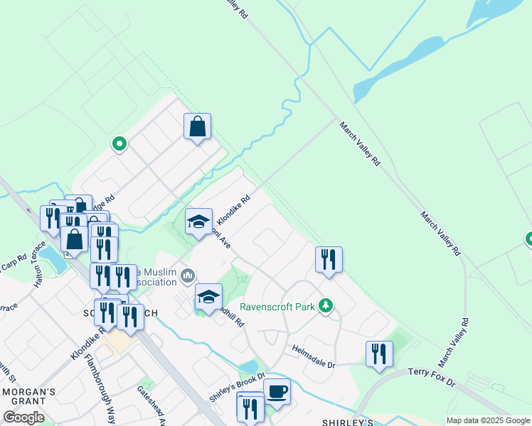 map of restaurants, bars, coffee shops, grocery stores, and more near 287 Applecross Crescent in Ottawa