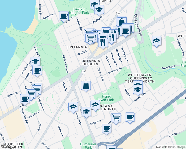 map of restaurants, bars, coffee shops, grocery stores, and more near in Ottawa