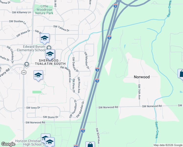 map of restaurants, bars, coffee shops, grocery stores, and more near 22148 Southwest Mandan Drive in Tualatin