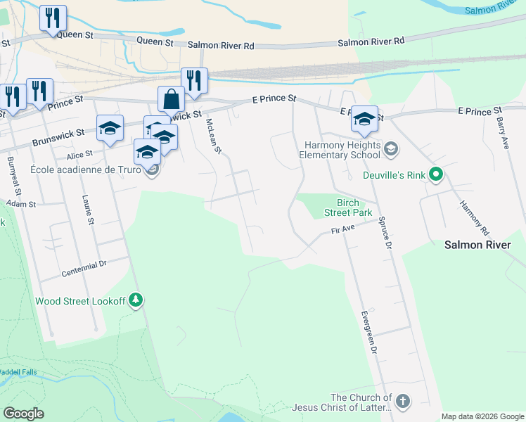 map of restaurants, bars, coffee shops, grocery stores, and more near 41 Adelaide Street in Truro