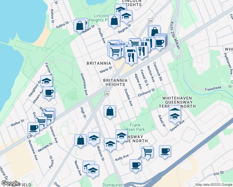map of restaurants, bars, coffee shops, grocery stores, and more near in Ottawa