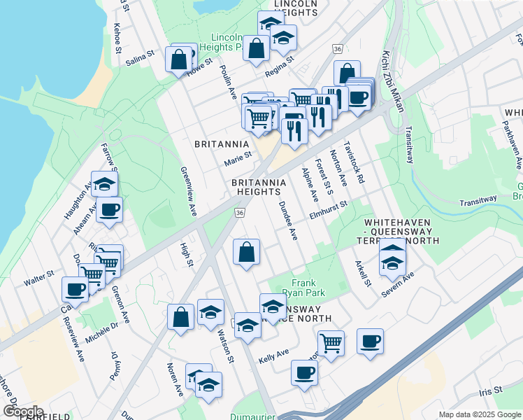 map of restaurants, bars, coffee shops, grocery stores, and more near in Ottawa