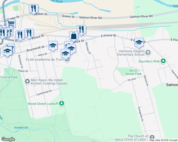 map of restaurants, bars, coffee shops, grocery stores, and more near 406 Parkdale Avenue in Truro