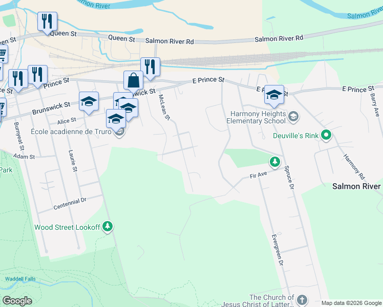 map of restaurants, bars, coffee shops, grocery stores, and more near 41 Adelaide Street in Truro