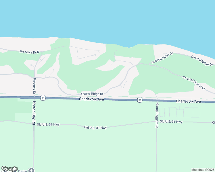 map of restaurants, bars, coffee shops, grocery stores, and more near 6212 Quarry Ridge Drive in Petoskey