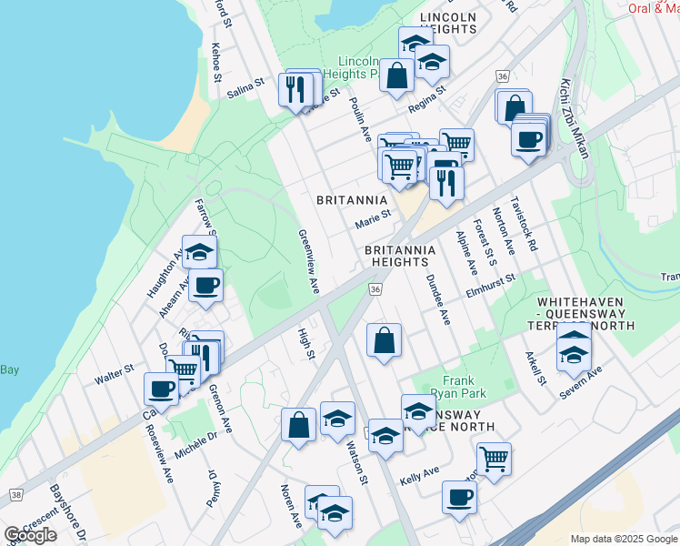 map of restaurants, bars, coffee shops, grocery stores, and more near 415 Greenview Avenue in Ottawa