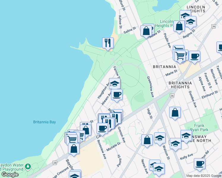 map of restaurants, bars, coffee shops, grocery stores, and more near 63 Croft Street in Ottawa