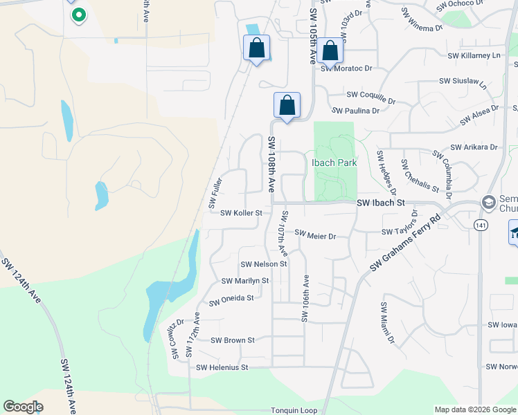 map of restaurants, bars, coffee shops, grocery stores, and more near 10921 Southwest Gram Street in Tualatin