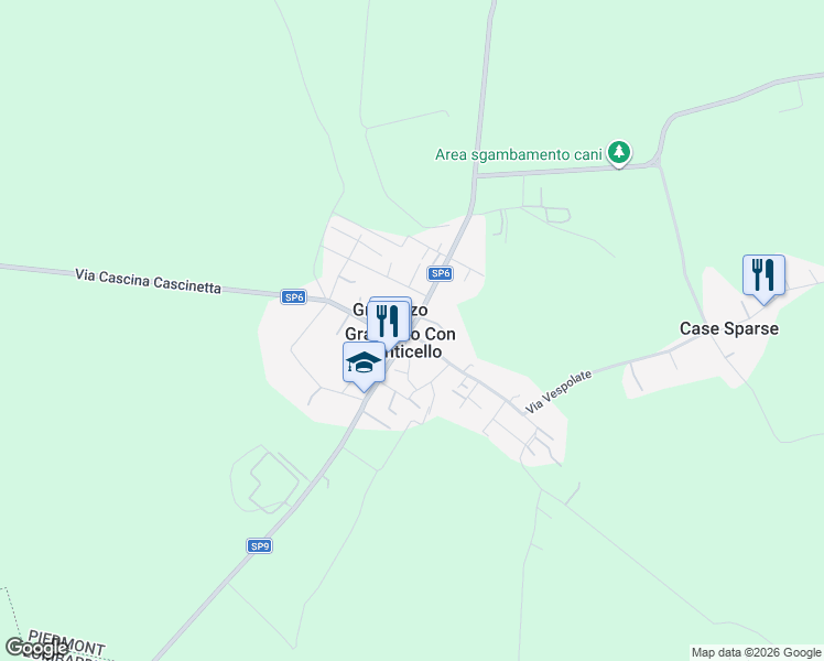 map of restaurants, bars, coffee shops, grocery stores, and more near in Granozzo