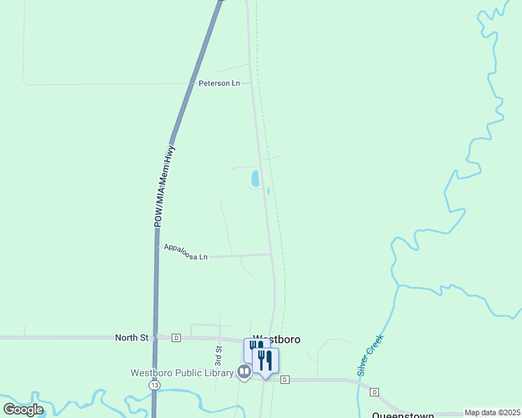map of restaurants, bars, coffee shops, grocery stores, and more near N9039 Business Highway 13 in Westboro