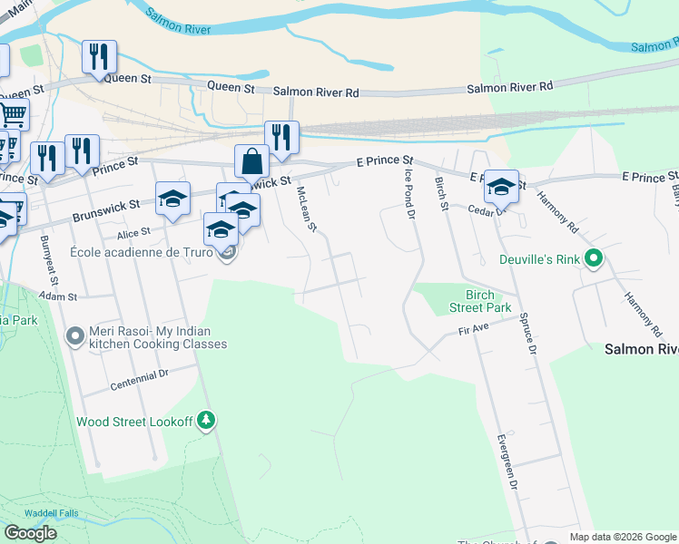 map of restaurants, bars, coffee shops, grocery stores, and more near 87 McLean Street in Truro