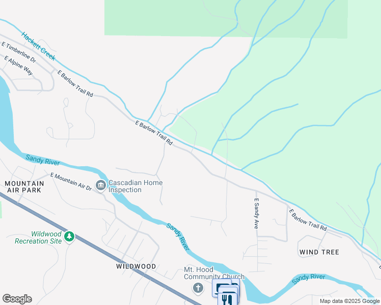 map of restaurants, bars, coffee shops, grocery stores, and more near East Barlow Trail Road in Clackamas County