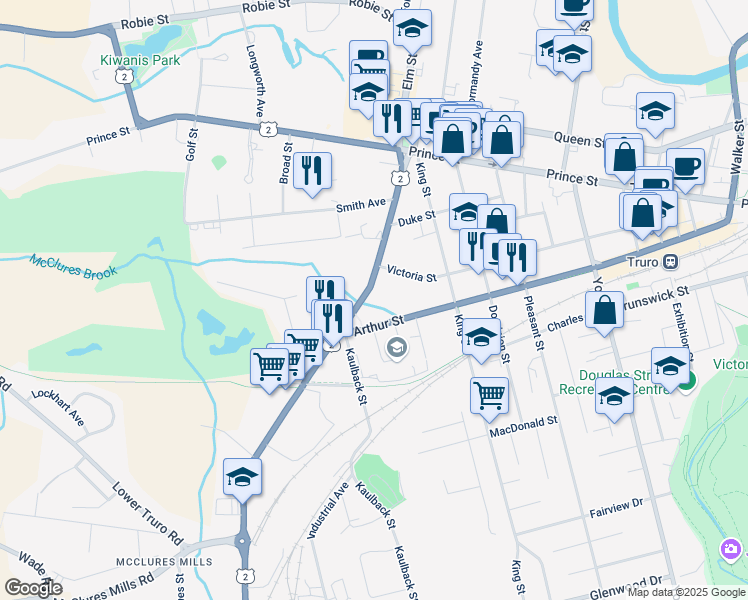 map of restaurants, bars, coffee shops, grocery stores, and more near 115 Willow Street in Truro