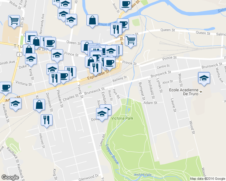 map of restaurants, bars, coffee shops, grocery stores, and more near 22 Park Road in Truro