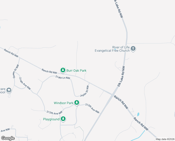 map of restaurants, bars, coffee shops, grocery stores, and more near 13375 Ranch Road Northwest in Elk River
