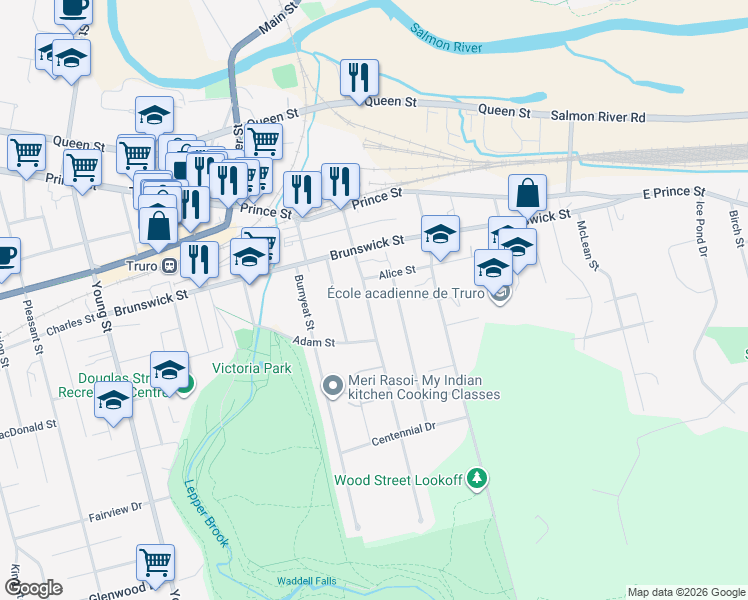 map of restaurants, bars, coffee shops, grocery stores, and more near 67 Lyman Street in Truro