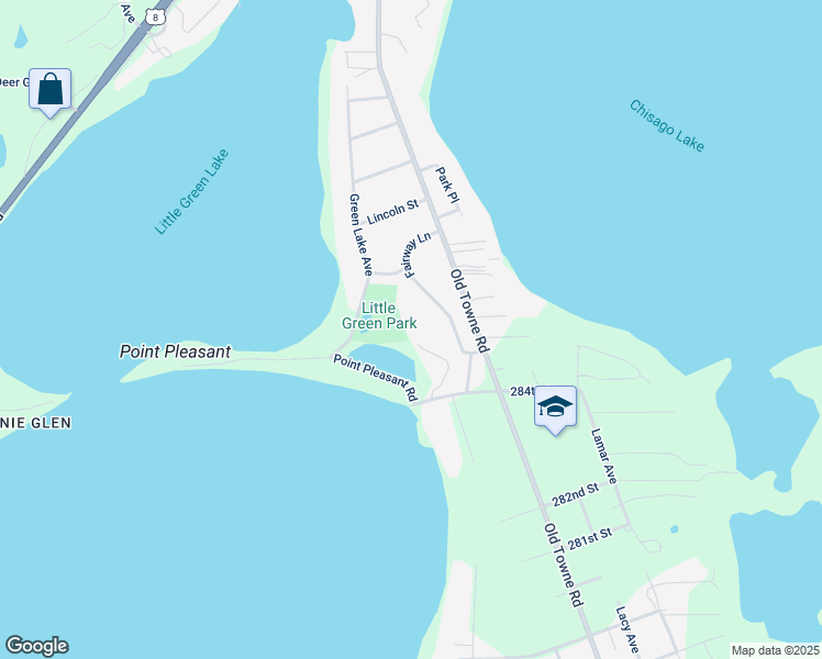 map of restaurants, bars, coffee shops, grocery stores, and more near 28600 Fairway Lane in Chisago City