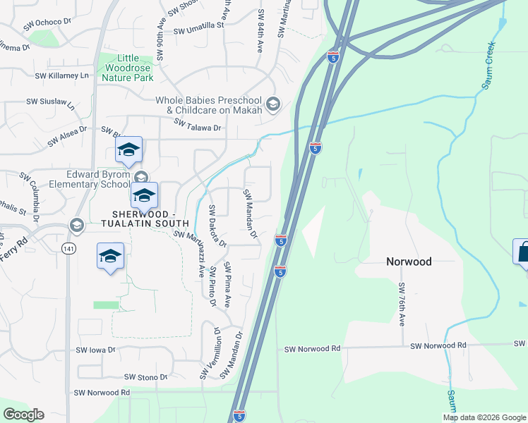 map of restaurants, bars, coffee shops, grocery stores, and more near 8175 Southwest Lummi Street in Tualatin