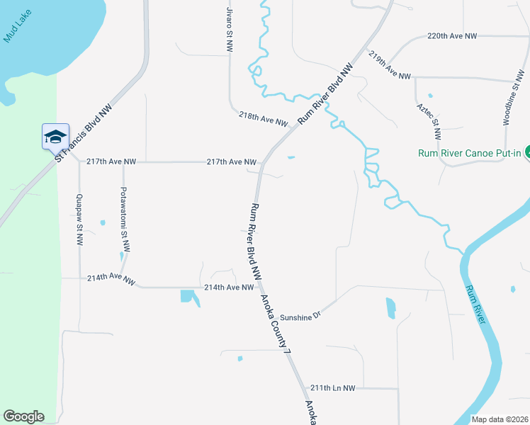 map of restaurants, bars, coffee shops, grocery stores, and more near 21567 Anoka County 7 in Oak Grove