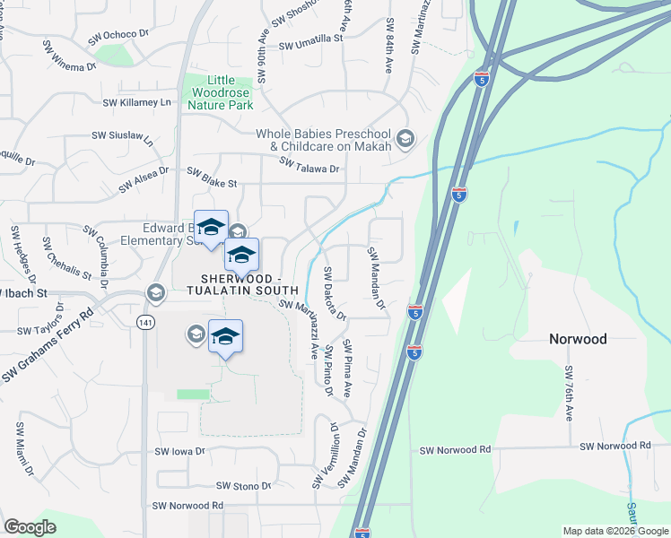 map of restaurants, bars, coffee shops, grocery stores, and more near 21867 Southwest Dakota Drive in Tualatin