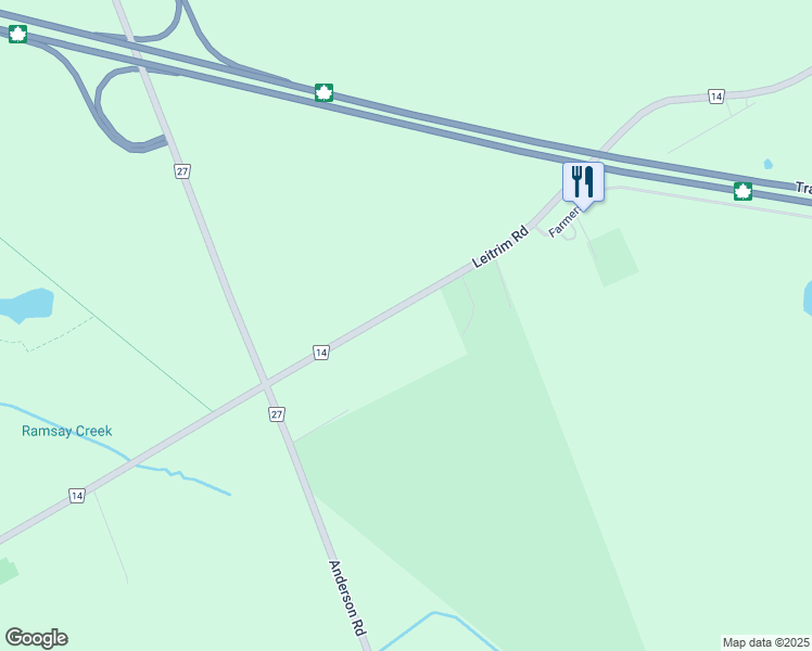 map of restaurants, bars, coffee shops, grocery stores, and more near 4918 Leitrim Road in Ottawa