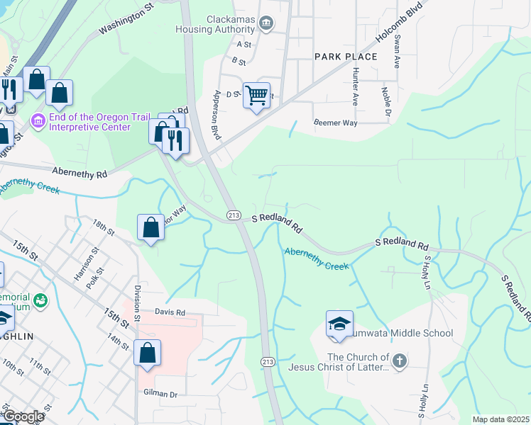 map of restaurants, bars, coffee shops, grocery stores, and more near 14077 South Redland Road in Oregon City