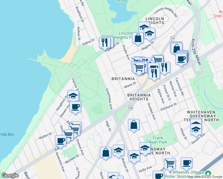 map of restaurants, bars, coffee shops, grocery stores, and more near 372 Zephyr Avenue in Ottawa