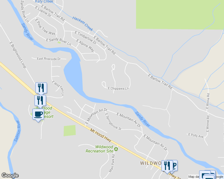 map of restaurants, bars, coffee shops, grocery stores, and more near 65845 East Chippawa Lane in Rhododendron