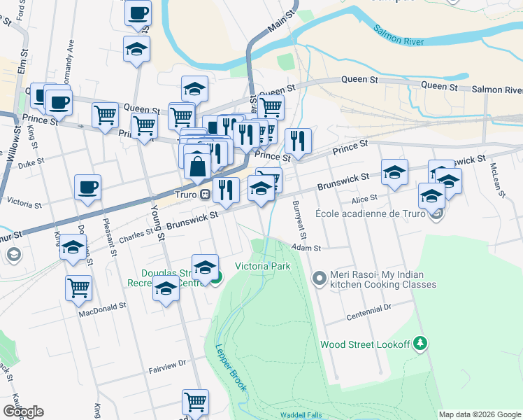 map of restaurants, bars, coffee shops, grocery stores, and more near 7 Palmer Street in Truro