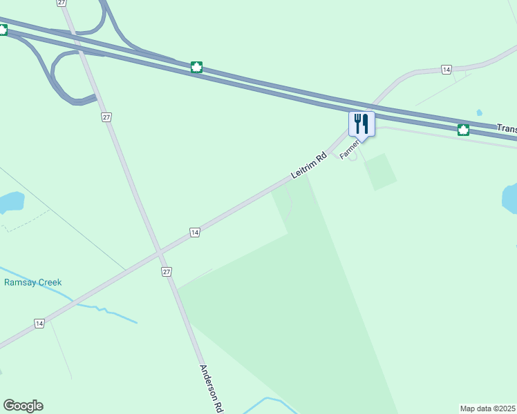 map of restaurants, bars, coffee shops, grocery stores, and more near 4918 Leitrim Road in Ottawa