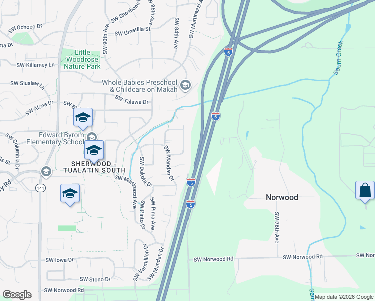 map of restaurants, bars, coffee shops, grocery stores, and more near 8135 Southwest Lummi Street in Tualatin