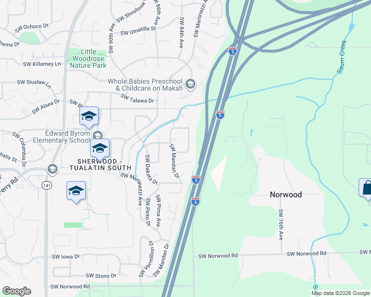 map of restaurants, bars, coffee shops, grocery stores, and more near 8175 Southwest Lummi Street in Tualatin