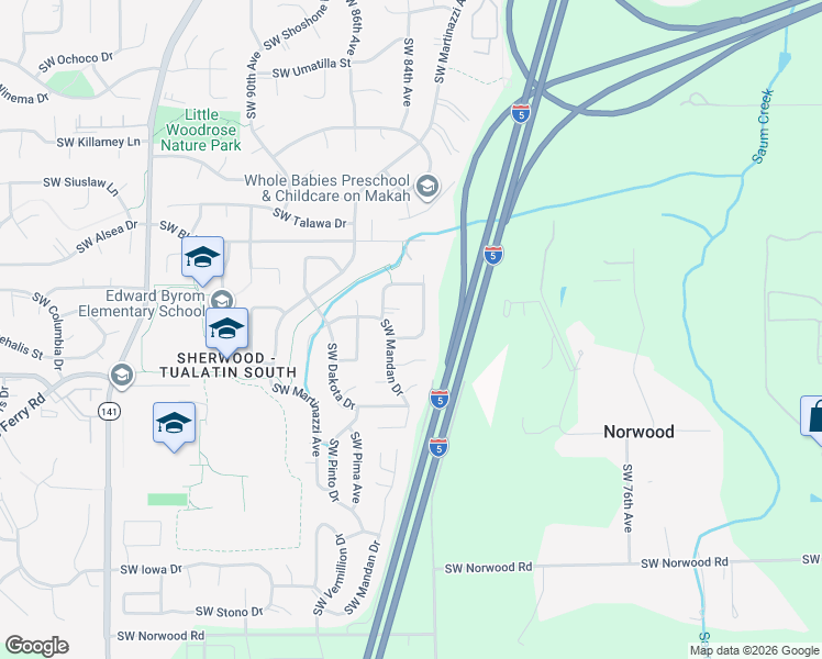 map of restaurants, bars, coffee shops, grocery stores, and more near 8175 Southwest Lummi Street in Tualatin