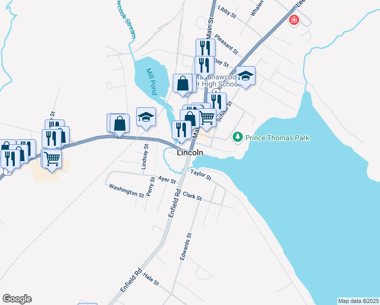 map of restaurants, bars, coffee shops, grocery stores, and more near in Lincoln