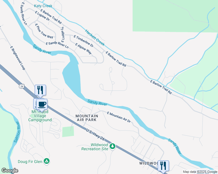 map of restaurants, bars, coffee shops, grocery stores, and more near 65845 East Chippawa Lane in Rhododendron