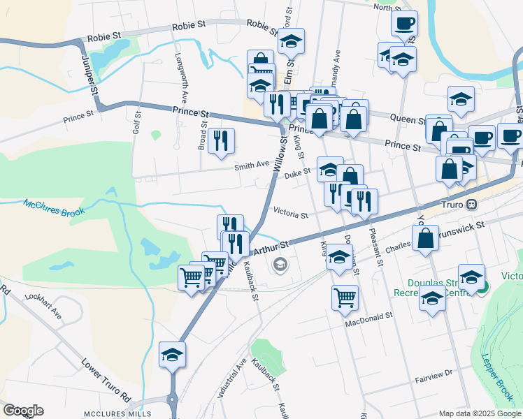 map of restaurants, bars, coffee shops, grocery stores, and more near 92 Willow Street in Truro