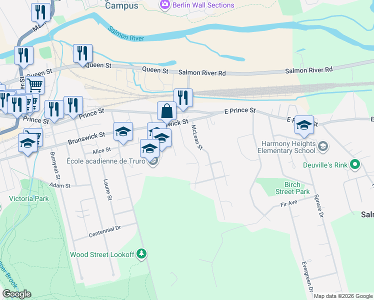 map of restaurants, bars, coffee shops, grocery stores, and more near 48 Martha Avenue in Truro