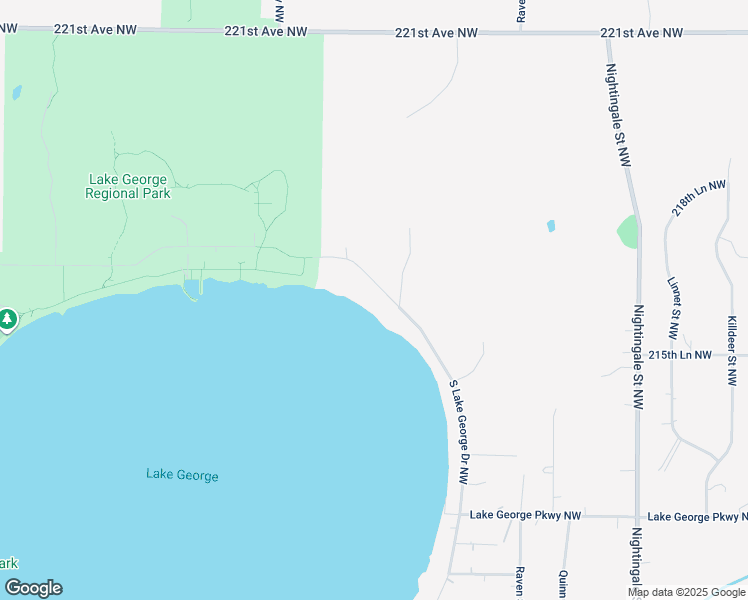 map of restaurants, bars, coffee shops, grocery stores, and more near 2451 South Lake George Drive Northwest in Oak Grove