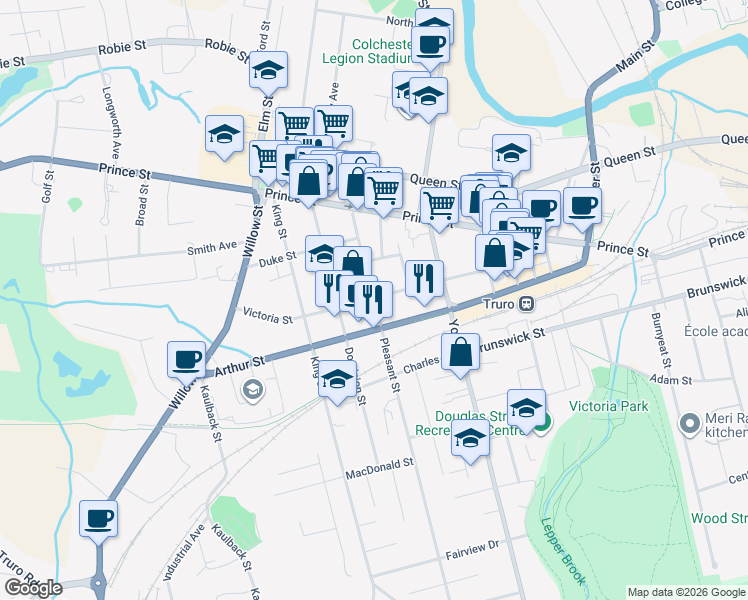 map of restaurants, bars, coffee shops, grocery stores, and more near 64 Pleasant Street in Truro