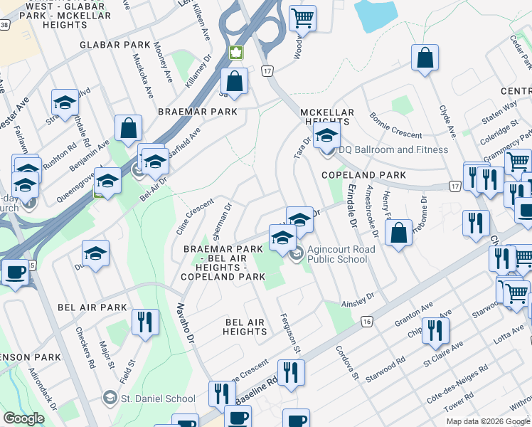 map of restaurants, bars, coffee shops, grocery stores, and more near 1693 Cannon Crescent in Ottawa