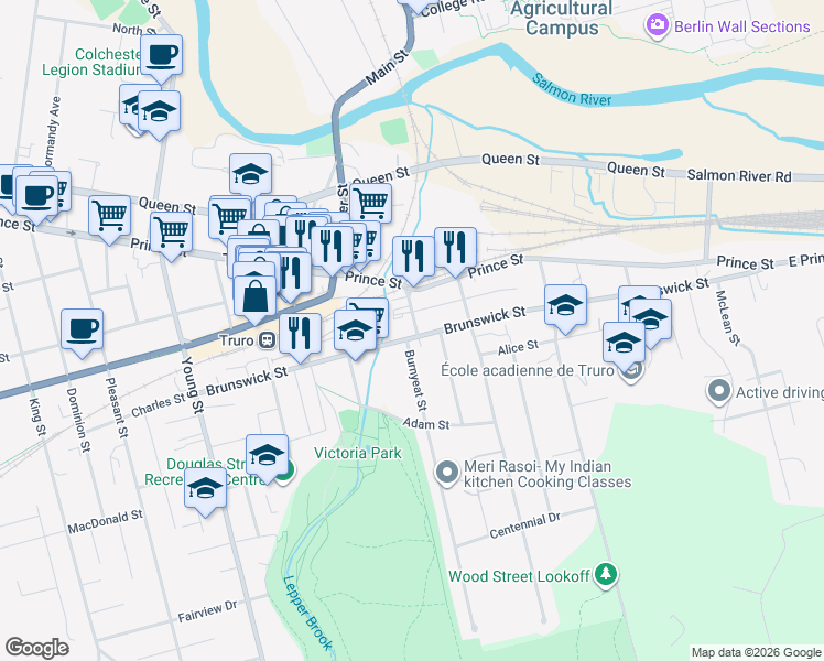 map of restaurants, bars, coffee shops, grocery stores, and more near 26 Cottage Street in Truro