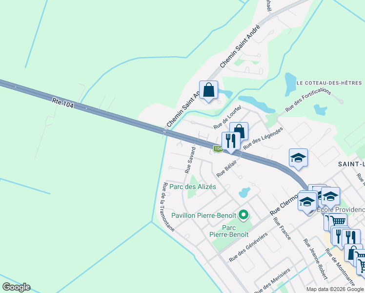 map of restaurants, bars, coffee shops, grocery stores, and more near 560 Boulevard Saint-Luc in Saint-Jean-sur-Richelieu